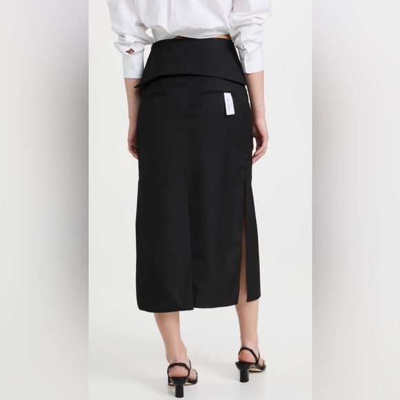 Like-new ROKH Black Flap Midi Skirt - Picture 4 of 12